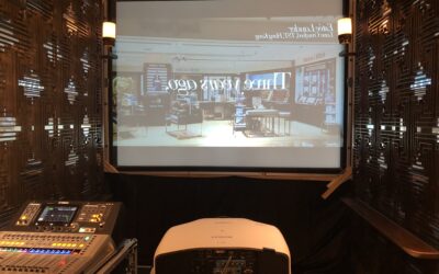 Illuminate your events with our full hd 7000 lumen projector and 120-inch rear projection screen for rent